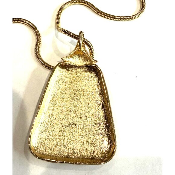 VINTAGE GOLD SNAKE CHAIN TULIP CLOISONNE ENAMEL FLOWER PENDANT 24" NECKLACE EUC - Picture 10 of 11